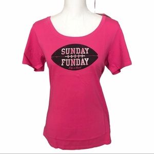 Life Is Good SUNDAY FUNDAY Womens SHIRT Top Pink